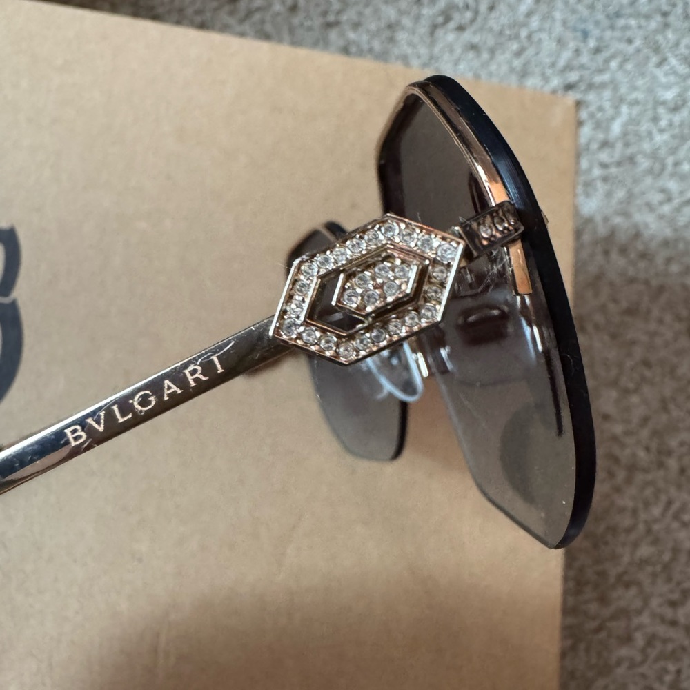 Bulgari Silver and Black Sunglasses with Sleek Design